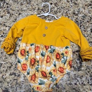 Sunflower Baby Romper in Mustard Yellow